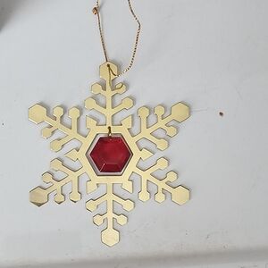 Avon Ornament Snow Gems July Ruby Brass Snowflake Excellent Condition Vintage